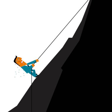 İş tasarım konsepti, tırmanma işadamı. Siyah Dağ.