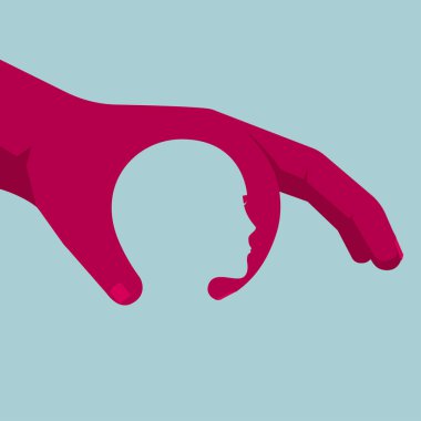 Jest tamam. İnsan kafasının şeklini mavi bir arka plan üzerinde izole.