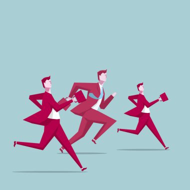 İşadamı çalışan ekip çalışması kavramı. Arka plan mavi.