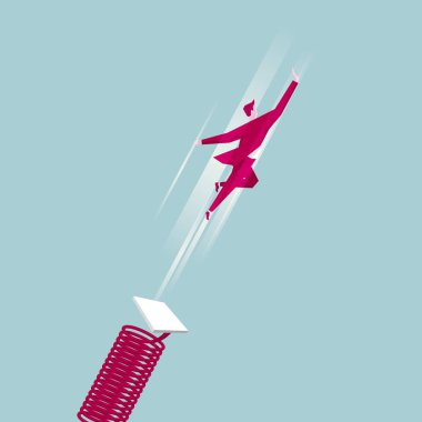 İşadamı yüksek atlama sıçrama tahtası ile. Kavram iş vektör çizim