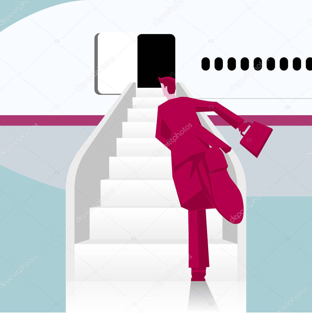 Hurry businessman boarding, business concept design.