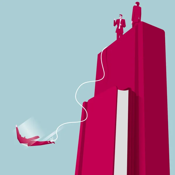 Bungee jumping kitaptan. Arka plan mavi.
