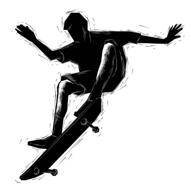 Beyaz arka plan üzerinde izole vektör çizim kaykay,.