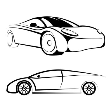 Vektör çizilmiş spor otomobil, beyaz arka plan üzerinde izole.