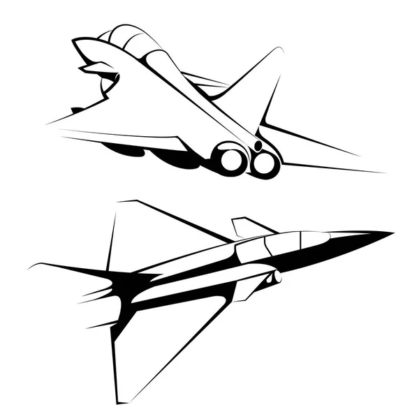 Vector Ritade Fighter Isolerad Vit Bakgrund — Stock vektor