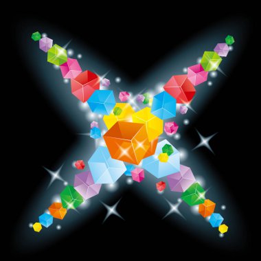 Soyut, küp, arka plan siyah geçer.