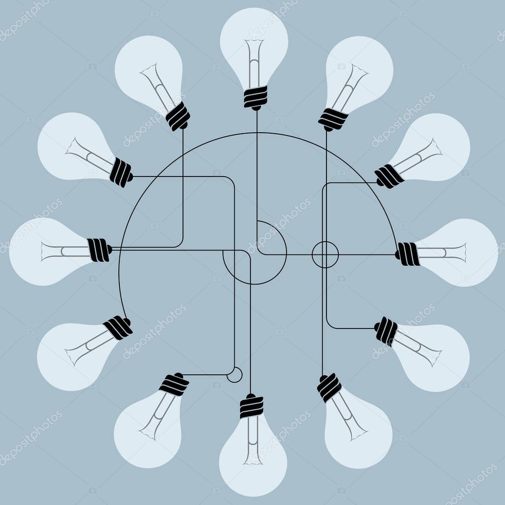 Light bulb concept design, isolated on gray background.