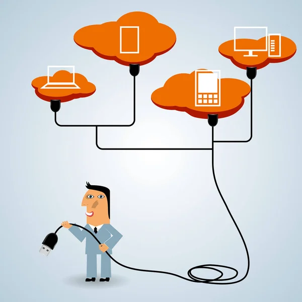 Concepto Computación Nube Aislado Sobre Fondo Gris — Vector de stock