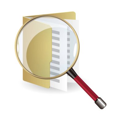 File folder and magnifier on it . Search icon vector. clipart
