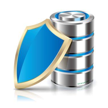 Bilgisayar diski ve kalkan. Beyaz arka plan üzerinde izole.