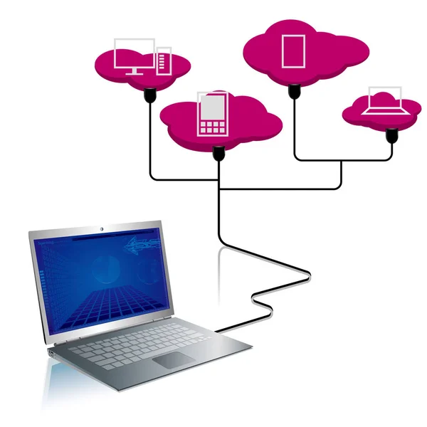 クラウド コンピューティングの概念設計 背景が白 — ストックベクタ