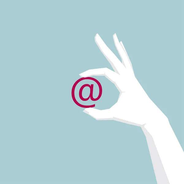 Hand Holding Email Network Communication Concept Design Hand White — стоковый вектор