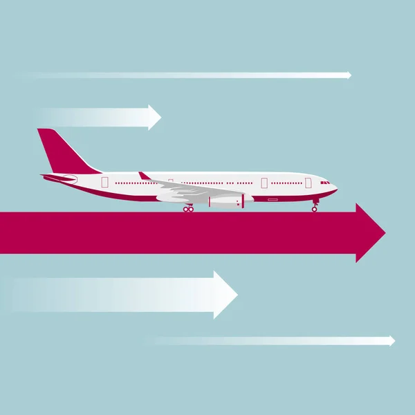 Vector Ritade Stora Passagerarplan Pilen Mitten Luft — Stock vektor