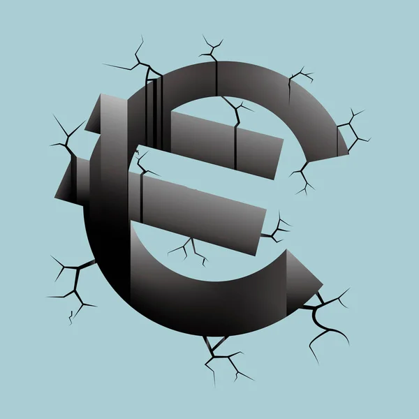 Financiële Crisis Concept Eurosymbool Overlappen — Stockvector