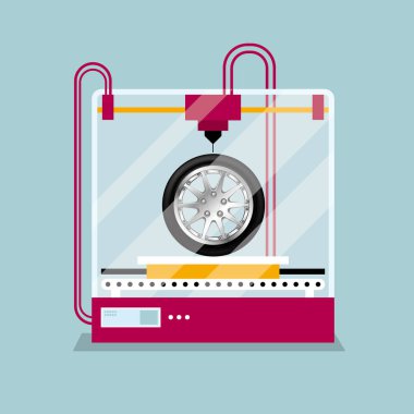 3D baskı bir tekerlek modeli, hızlı prototipleme kavramı.