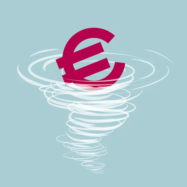 Koncept Ekonomické Krize Finanční Bouře Symbol Měny Euro Tornádo — Stockový vektor