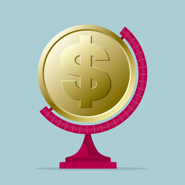 Сюрреалістичний Дизайн Концепції Глобус Монети Долара — стоковий вектор