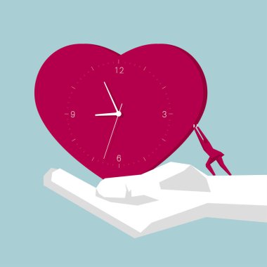 İşadamları kalp şekli saat itin. Elinde.