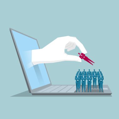 Sanal adres alanı kavramı. El bilgisayardan ulaşmak. Bir iş adamı elinde tutan.