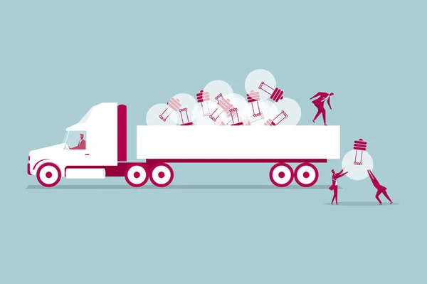 Diseño Concepto Transporte Los Trabajadores Están Cargando Mercancías — Vector de stock