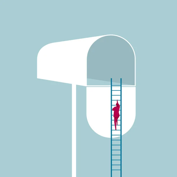 Zakenman Klimt Het Postvak Ladder Gebruikt Geïsoleerd Blauwe Achtergrond — Stockvector
