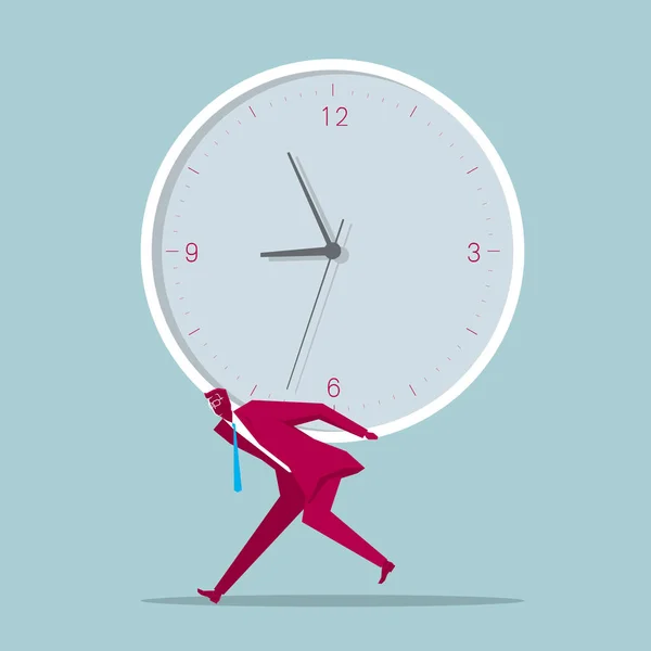 Homme Affaires Portant Une Horloge Fond Bleu Isolé — Image vectorielle