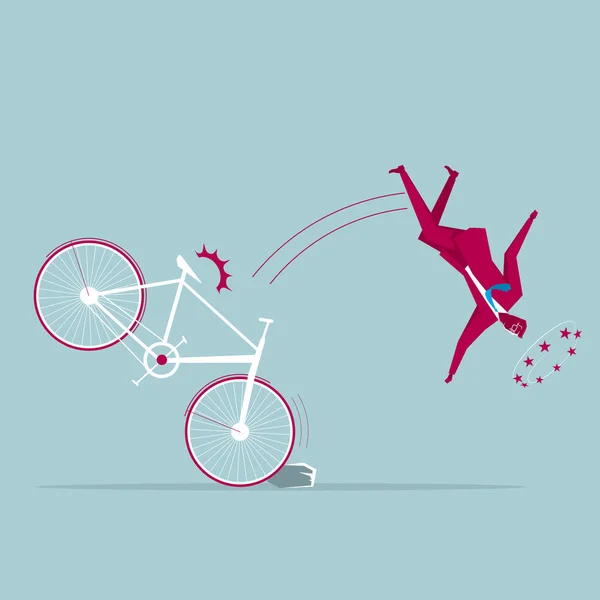 Bicyclette Rencontré Des Obstacles Isolé Sur Fond Bleu — Image vectorielle