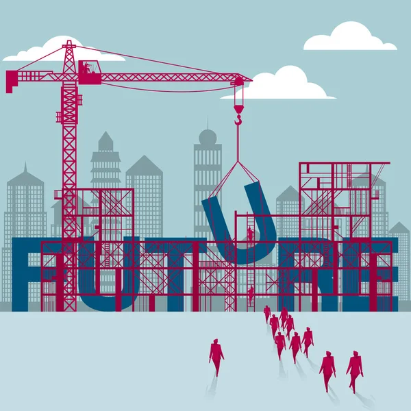 Att Bygga Framtiden Grupp Affärsmän Gick Till Byggplatsen — Stock vektor