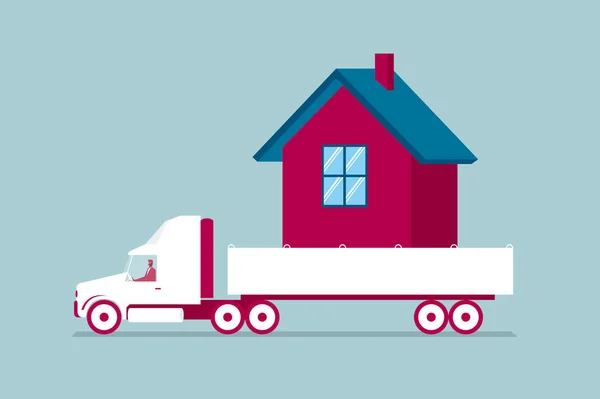 Transporte Camión Casa Aislado Sobre Fondo Azul — Vector de stock