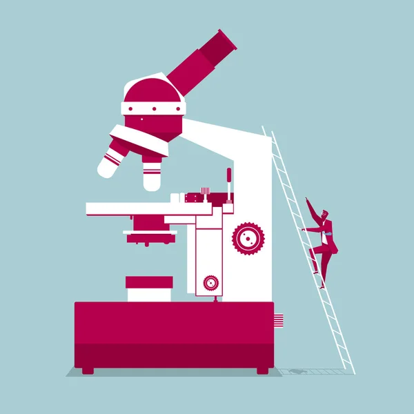 Научные Исследования Используют Микроскоп Изолированный Синем Фоне — стоковый вектор