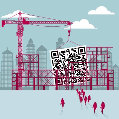 QR Code is under construction.A group of businessmen walked to the building site. clipart