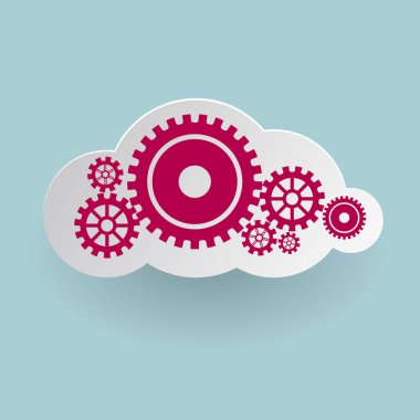 Konsept tasarımı bulut. Üzerinde mavi arka plan izole.