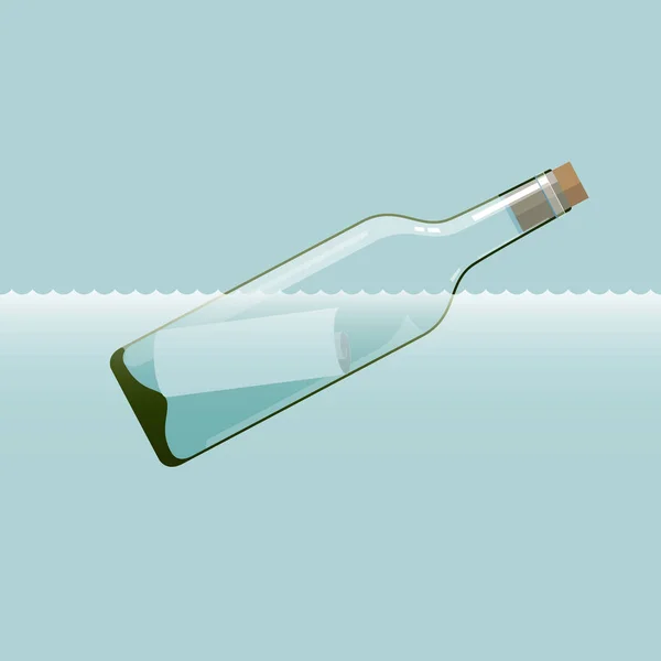 Bottiglie Alla Deriva Mare Isolato Sfondo Blu — Vettoriale Stock