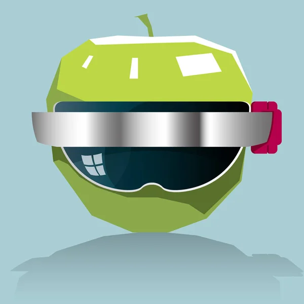 Jablko Nosí Chytré Brýle Izolované Modrém Pozadí — Stockový vektor