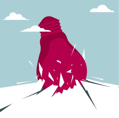 Ampul yerden kırıldı. Mavi arka planda yalıtılmış.