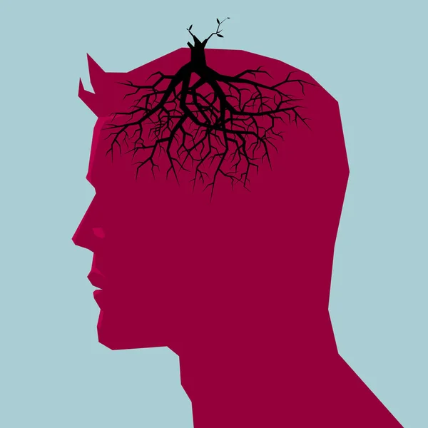 Árbol Está Cerebro Aislado Sobre Fondo Azul — Vector de stock