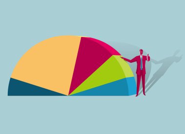 İşadamı çizelgesine dayanır. Mavi arka planda yalıtılmış.