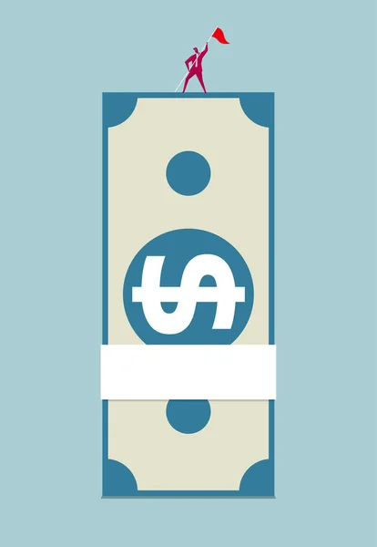 Bir Yığın Banknot Mavi Arka Planda Yalıtılmış — Stok Vektör