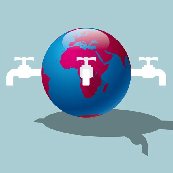 Proteção Ambiental Economizando Água Isolado Fundo Azul —  Vetores de Stock