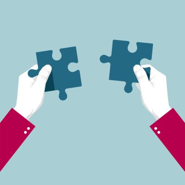  Bulmacanın ellerini kullan. Mavi arka planda yalıtılmış.