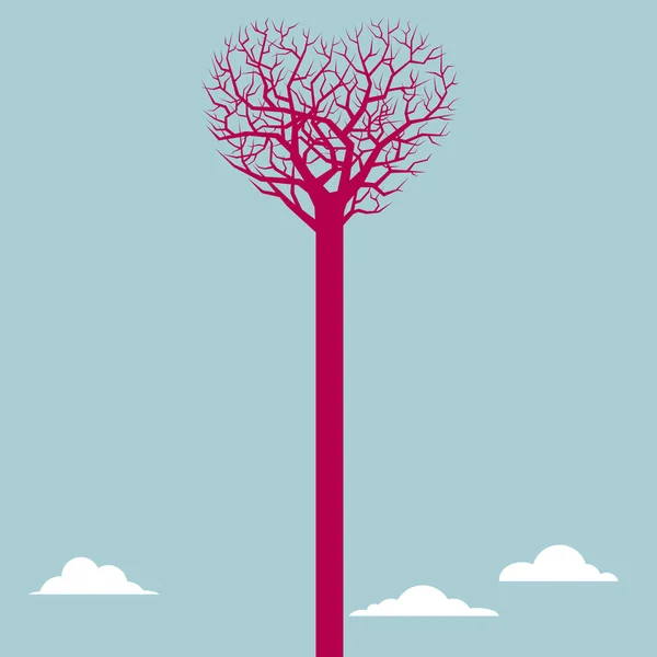 树和心脏的象征 在蓝色背景上隔离 — 图库矢量图片