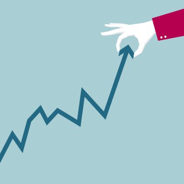 Kırık çizgi grafiği elde. Arka plan mavi.