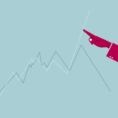 El ve poli çizgi istatistikleri. Arka plan mavi.