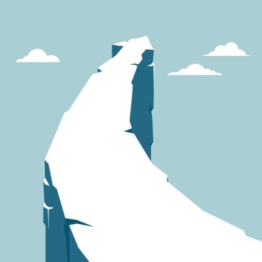 Ok şeklinde dağ. Mavi arka planda yalıtılmış.