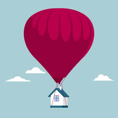 Gayrimenkul konsept tasarımı. Mavi arka planda yalıtılmış.