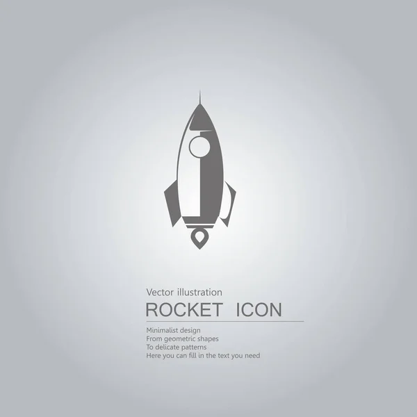 Vector Dibujado Icono Cohete Fondo Gradiente Gris — Vector de stock