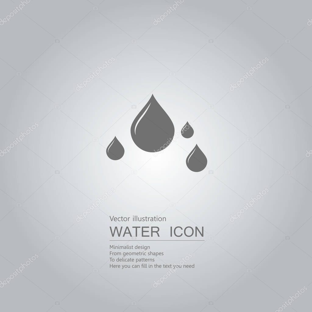 Vector drawn water drop icon. The background is a gray gradient.