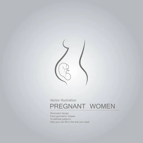 Vecteur Dessiné Femme Enceinte Fond Est Gradient Gris — Image vectorielle