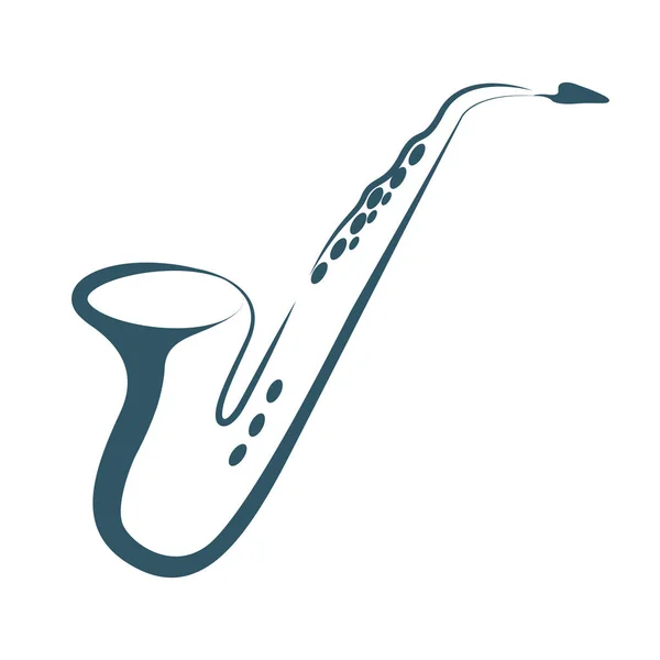 Vector Getekende Saxofoon Geïsoleerd Witte Achtergrond — Stockvector