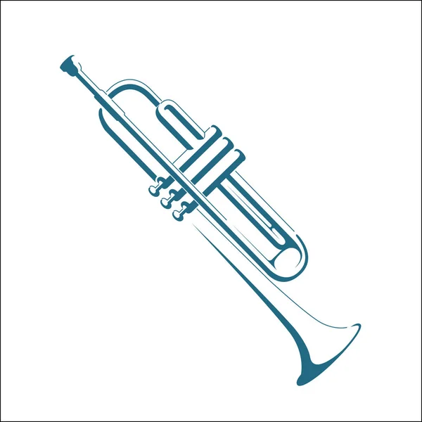 Vector Drawn Trumpet Isolated White Background — Stock Vector